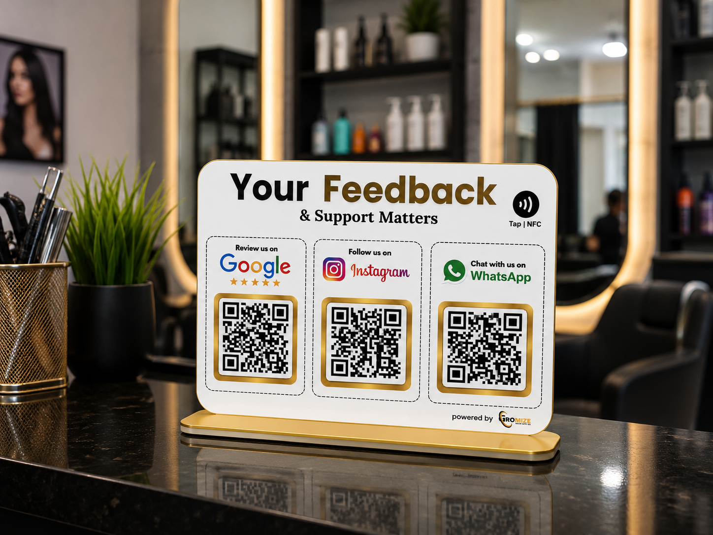 gromize_ai_review_qr_code_stand