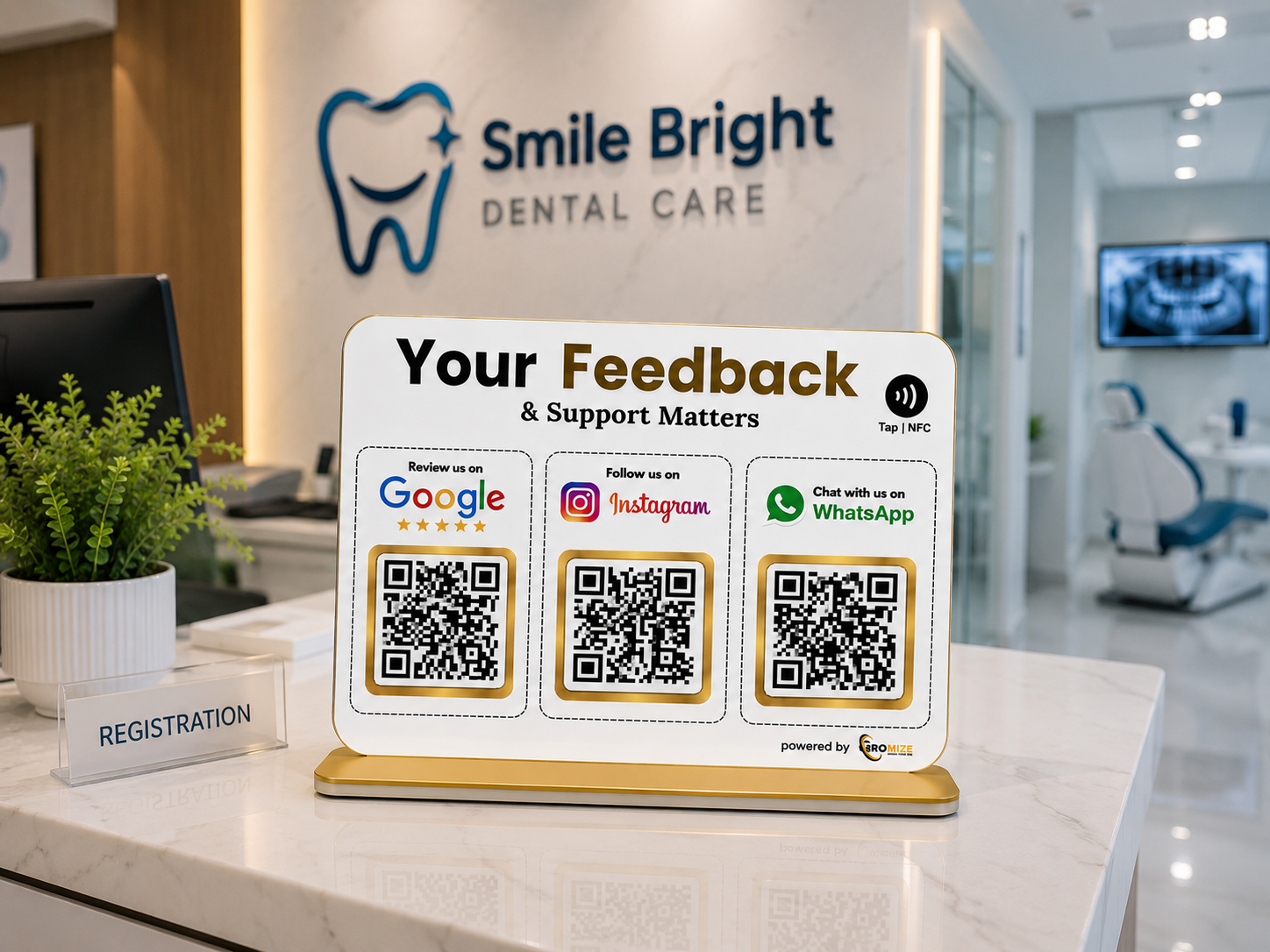 gromize_ai_review_qr_code_stand